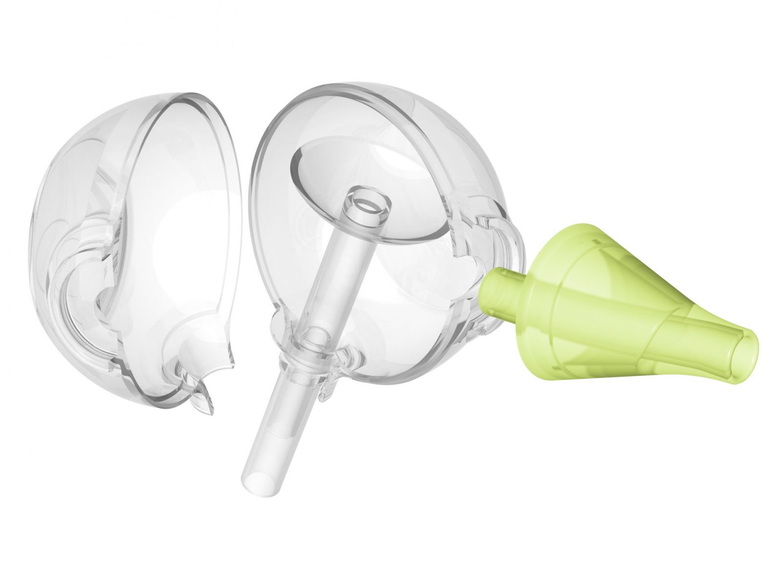 The construction of the Colibri head in which the nasal secretion is collected in the Nosiboo Pro and Nosiboo Eco nasal aspirators
